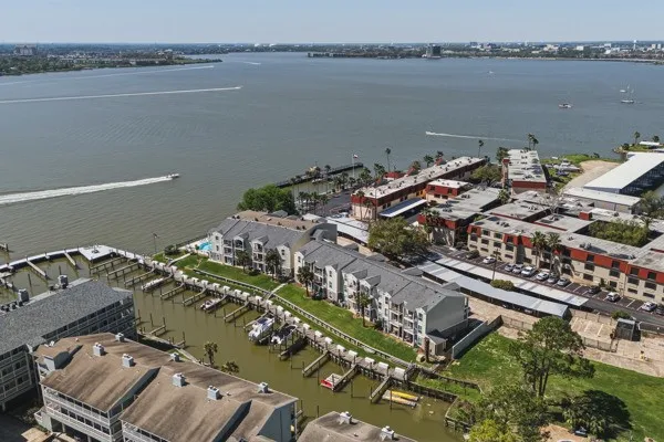 a aerial view of a city