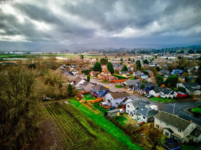 an aerial view of multiple house with yard
