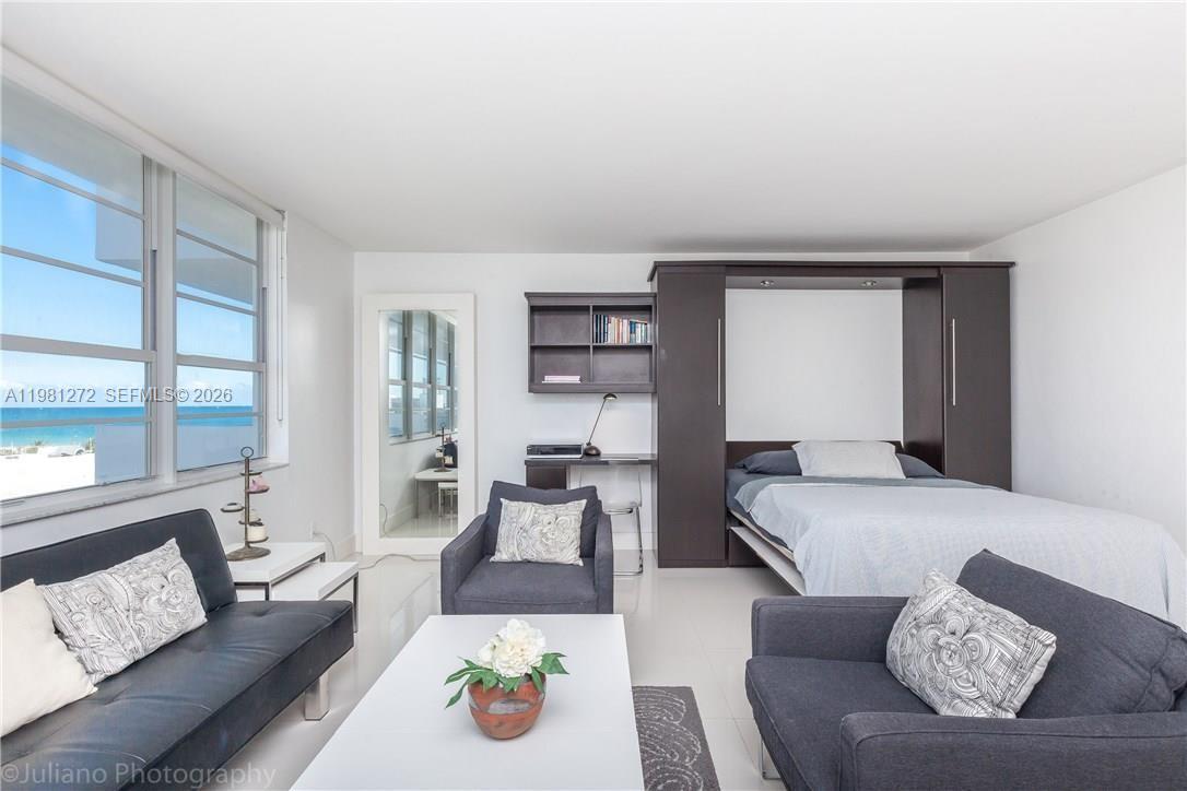 a living room with furniture and a couch