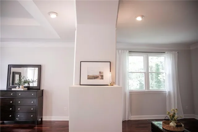 a room with a glass door