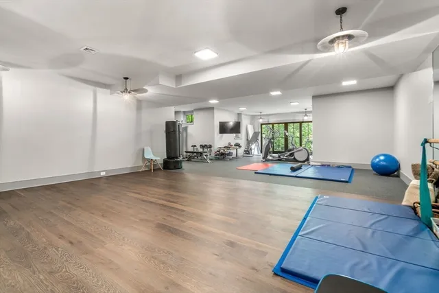 a view of a room with gym equipment