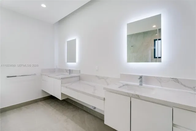 an aerial view of a house with a garden