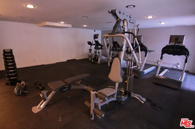 a view of a room with gym equipment