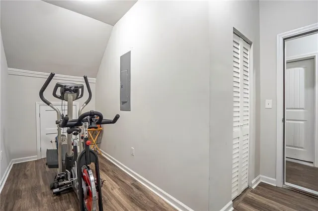 a view of a room with gym equipment