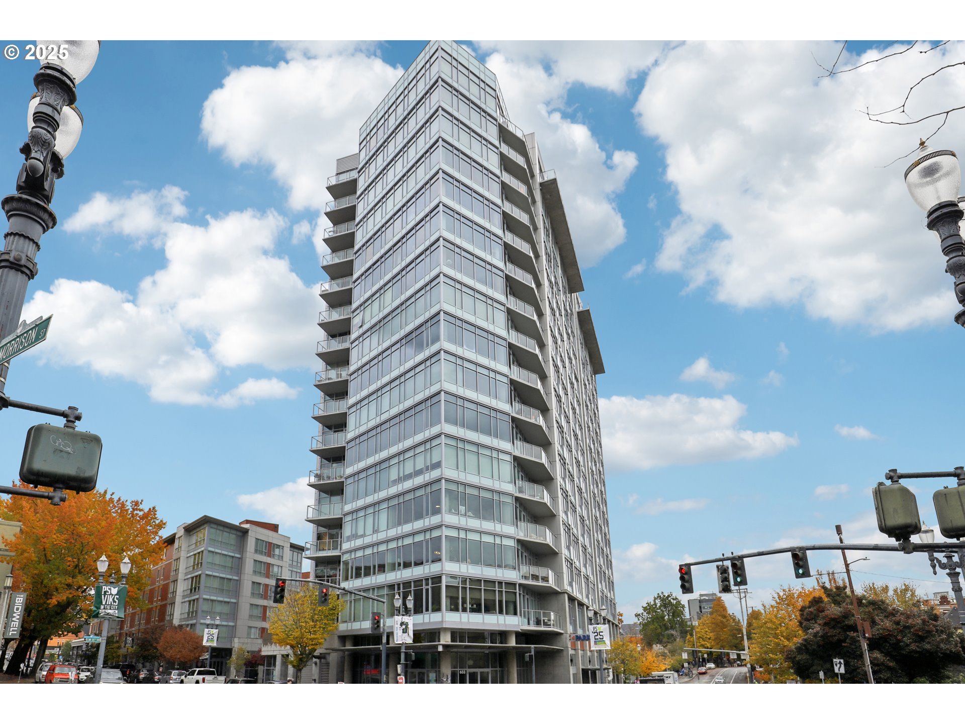 a city view with tall building