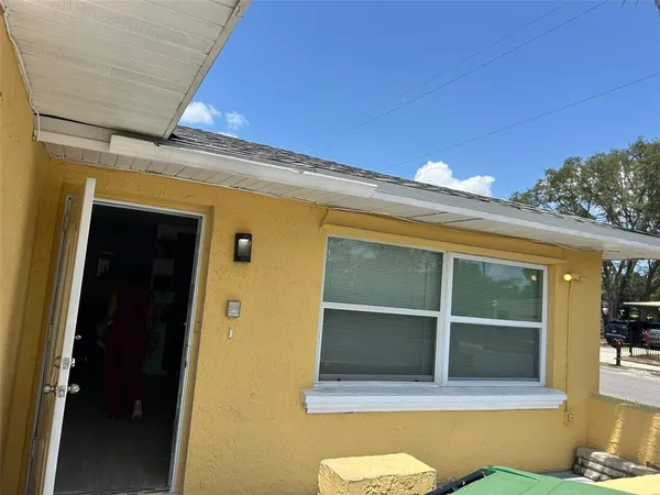 a front view of a house with a window