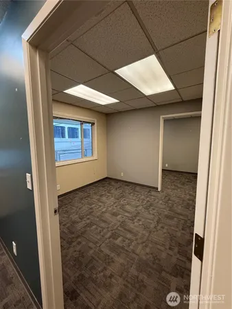 a large parking space in a room