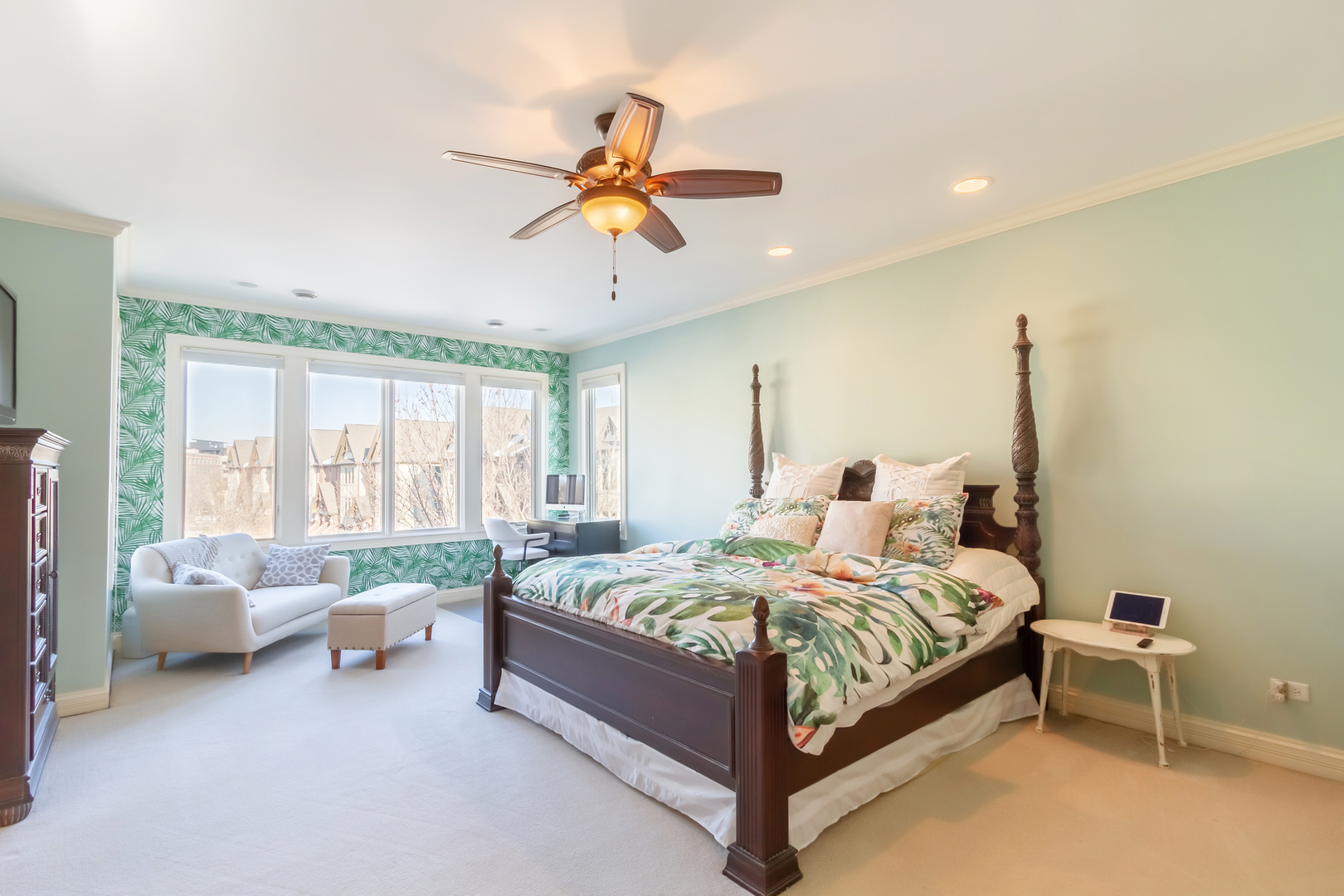 32 Bluestone Drive St. Charles, IL 60174 - Photo 20 of 33 a bedroom with a bed and a chandelier