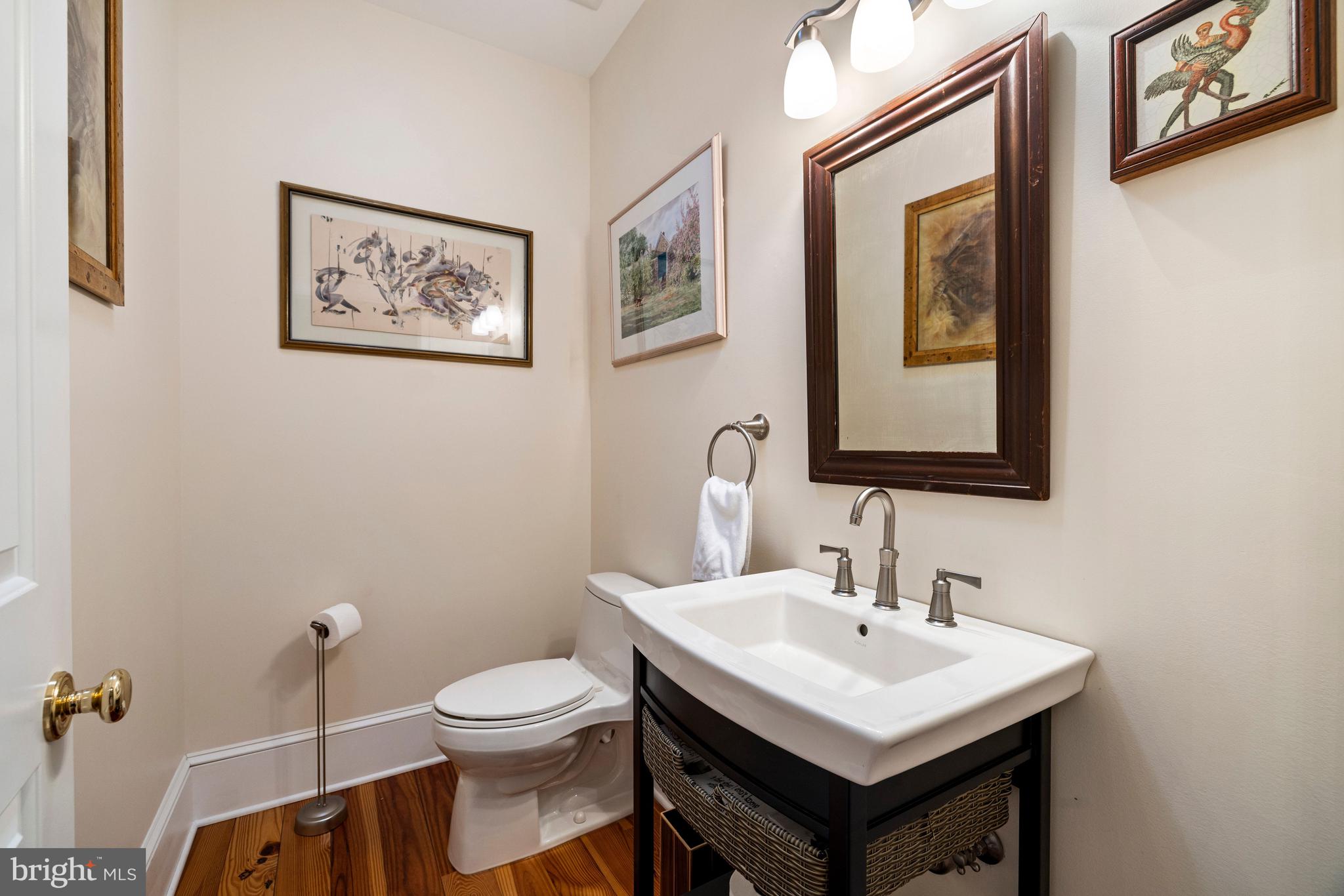 20147 Woodtrail Road Round Hill, VA 20141 - Photo 19 of 41 a bathroom with a toilet a sink and mirror