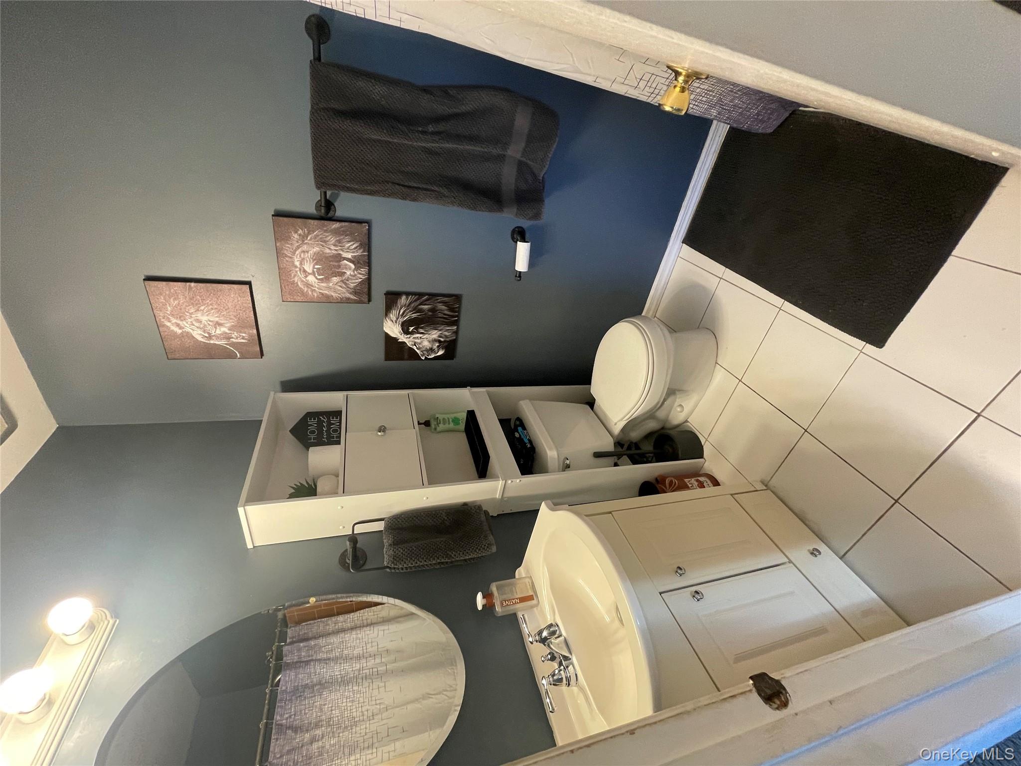 51 Rocky Point Yaphank Road, Unit 2 Rocky Point, NY 11778 - Photo 10 of 14 a bathroom with a sink toilet and a mirror