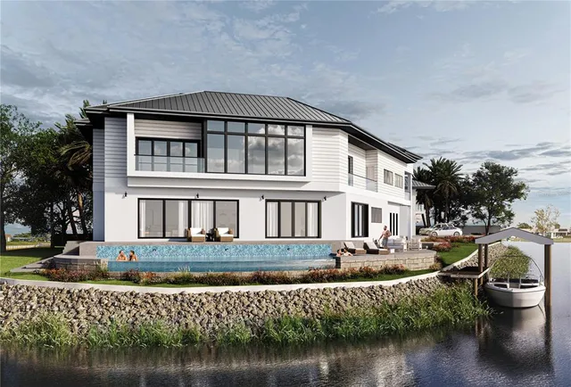 a front view of a house with swimming pool