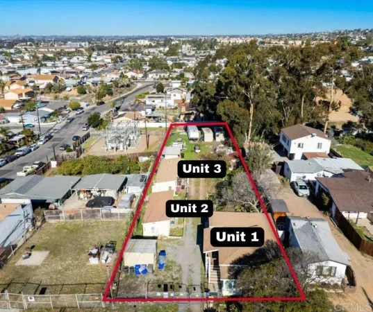 an aerial view of multiple house