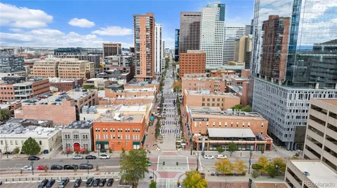 a city view with tall buildings