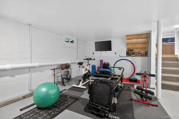 a room with gym equipment
