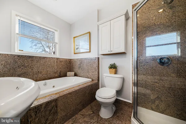 a bathroom with a toilet a sink and bathtub