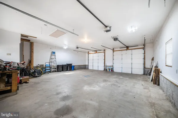 a view of a garage with furniture