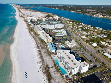 an aerial view of a city