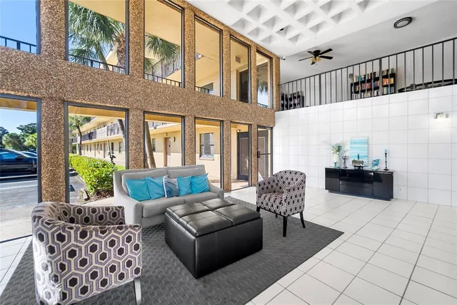 a view of a terrace with sitting area