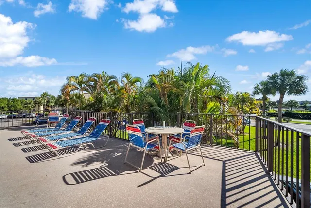 a view of a garden with houses