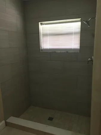 a bathroom with a window