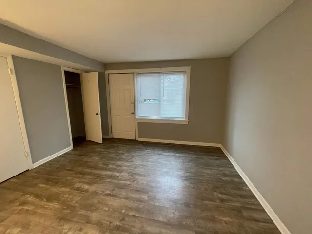 an empty room with windows