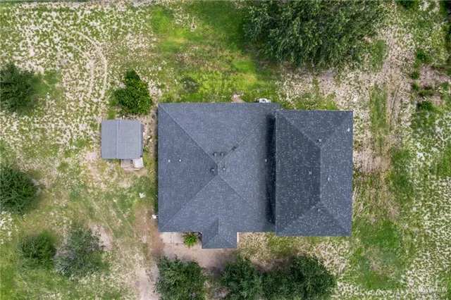 an aerial view of a house