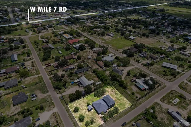 an aerial view of a residential houses