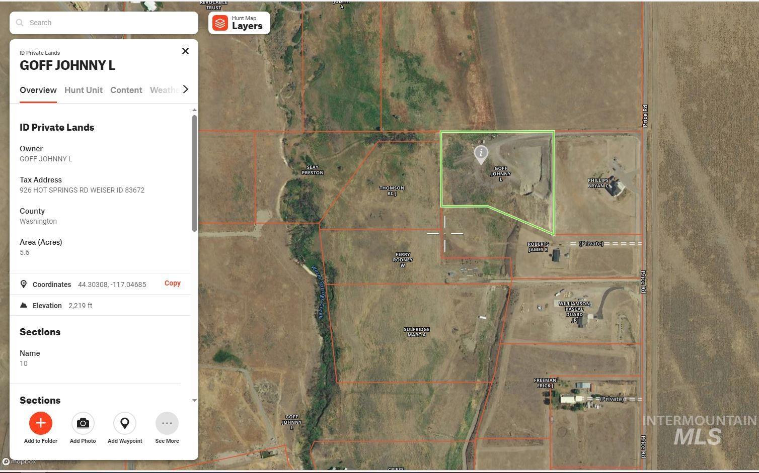 Tbd Tbd Indian Hot Springs Weiser, ID 83672 - Photo 7 of 7 Aerial view of property's location featuring property parcel outlined