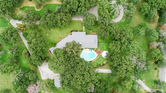 a view of a garden with a lake