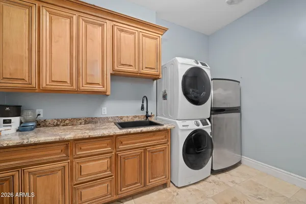 a garden view with tall trees