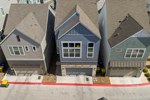 an aerial view of a house