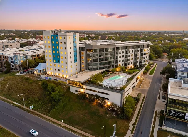 a view of a balcony with city view