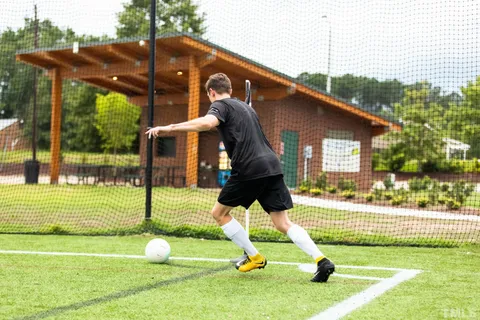 a view of a wooden house with a trees