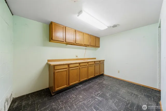 a room with cabinets