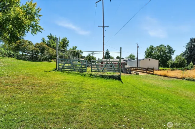 a view of yard with swimming pool