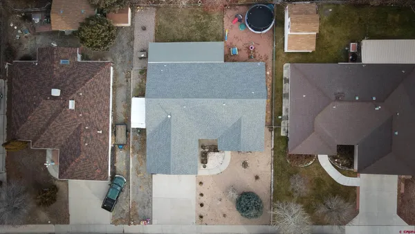 an aerial view of a house