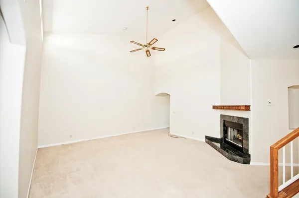 a view of a livingroom with a fireplace