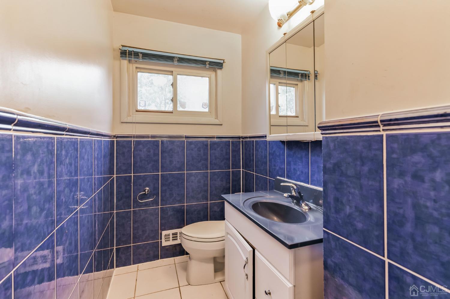 129 Princeton Road Old Bridge, NJ 08859 - Photo 12 of 26 a bathroom with a sink a toilet a window and mirror