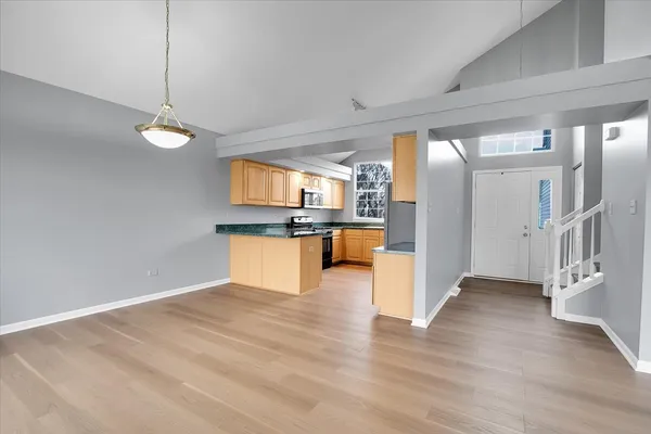 a view interior of a house and kitchen view