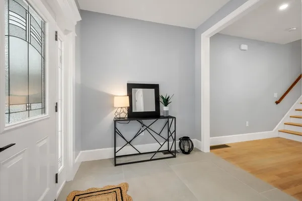 a view of a room with a tv