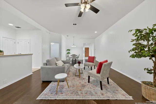 a living room with furniture