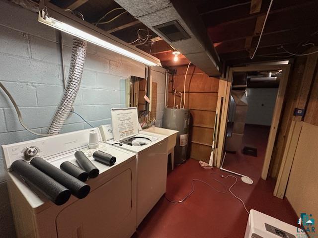 30 Fir Circle Babbitt, MN 55706 - Photo 23 of 27 Unfinished basement featuring washer and dryer and electric water heater