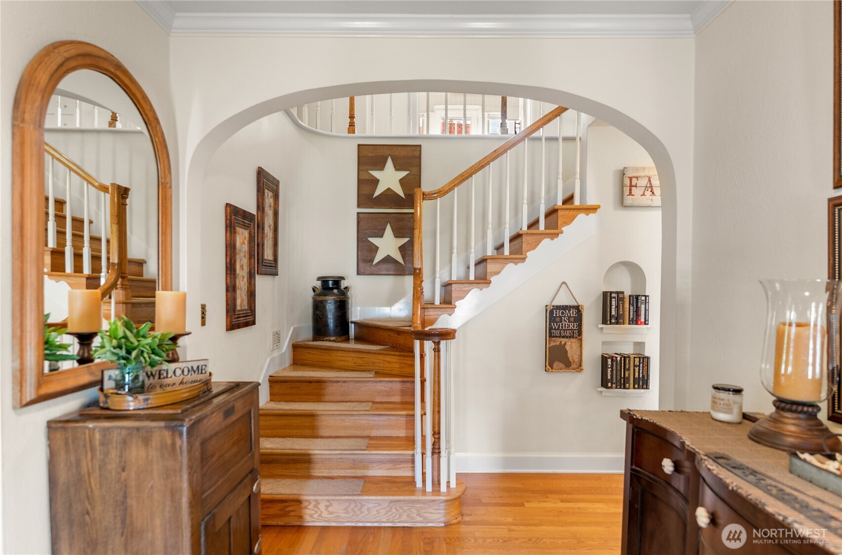 3 A Ross Road Twisp, WA 98856 - Photo 12 of 40 a view of staircase with fireplace and wooden floor