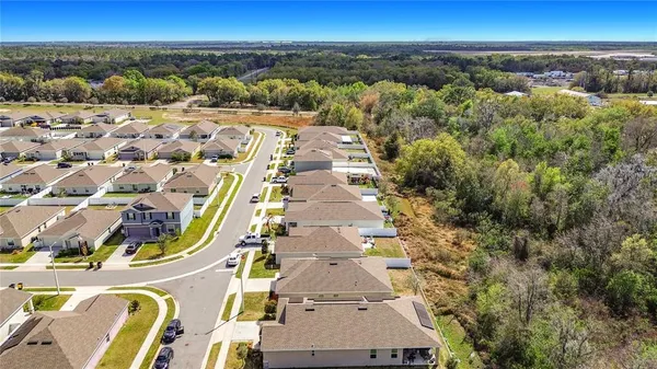 an aerial view of a residential houses with outdoor space