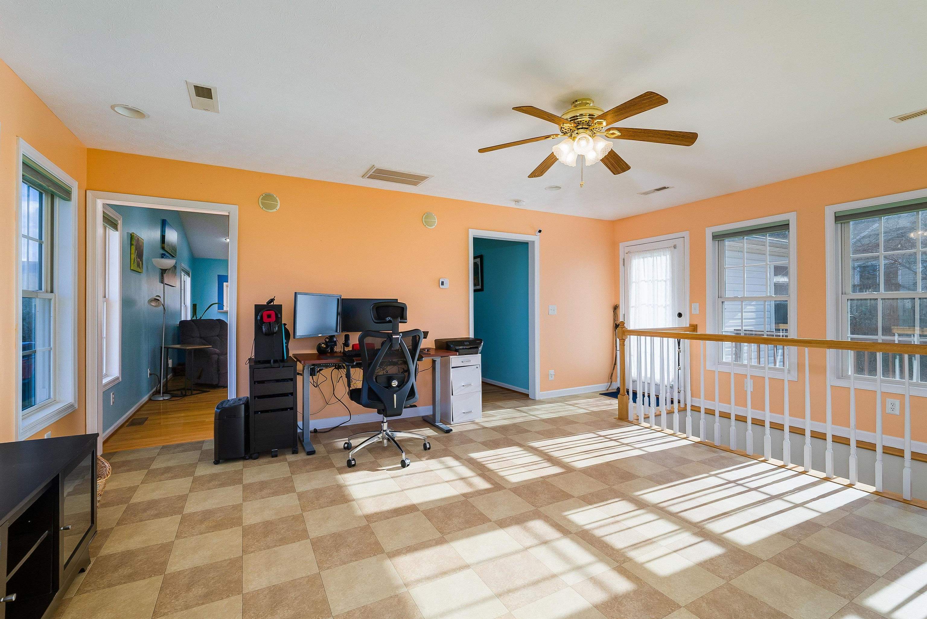 425 South Jackson Avenue Waynesboro, VA 22980 - Photo 23 of 47 a view of a workspace with a window and a ceiling fan