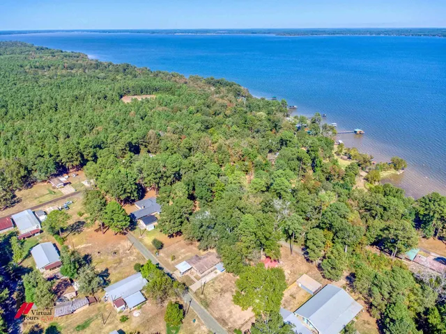 a view of a lake with a mountain