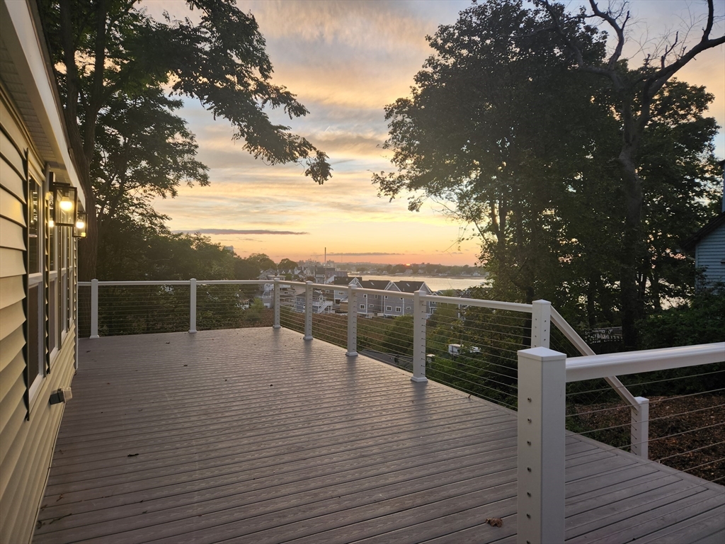 a view of balcony with ocean