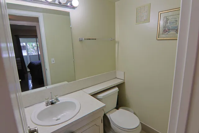 a bathroom with a toilet a sink and mirror