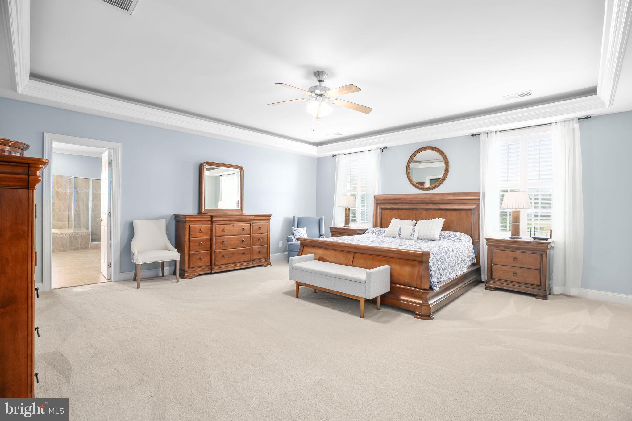 9910 Agnes Lane Spotsylvania, VA 22553 - Photo 38 of 106 a bedroom with a bed and a chandelier