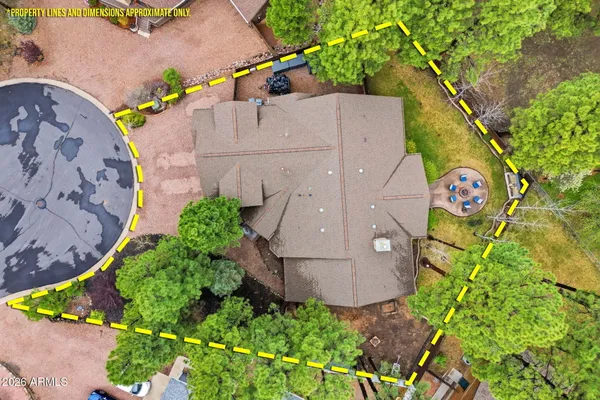an aerial view of a house
